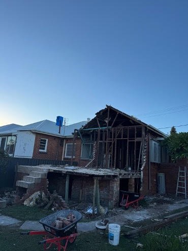 Rear house demolition underway at Bar Beach